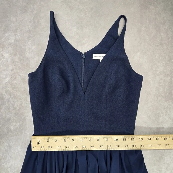 Dress the Population NWOT Alicia Midnight Blue Crepe Bodice Chiffon Dress - Picture 14 of 15